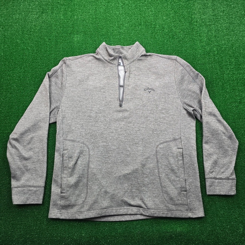 Callaway Golf Sweatshirt‎ Mens 2XL Gray Pullover Performance Casual Zipper FLAW